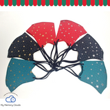 Holiday face mask Christmas face mask Star Face Mask Fancy Bling Party Mask Adjustable Washable Neoprene Reusable Gold Silver  Family mask