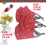 Holiday face mask Christmas face mask Star Face Mask Fancy Bling Party Mask Adjustable Washable Neoprene Reusable Gold Silver  Family mask