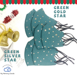 Holiday face mask Christmas face mask Star Face Mask Fancy Bling Party Mask Adjustable Washable Neoprene Reusable Gold Silver  Family mask