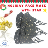 Holiday face mask Christmas face mask Star Face Mask Fancy Bling Party Mask Adjustable Washable Neoprene Reusable Gold Silver  Family mask