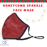 Holiday face mask Honeycomb Sparkle Face Mask with Pocket Filter, Fancy Bling Party Mask Adjustable Washable Unisex Christmas face mask