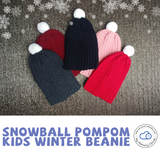 Kids Snowball PomPom Winter Beanie Kids hats Kids Trapper hats Acrylic Hand knitted Kids Gifts  Kids Christmas gift