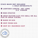 Face Mask Lanyard / face mask strap / Mask Necklace / Mask holder / Mask accessory - Non Stretch Cotton Woven