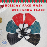 Holiday face mask Christmas face mask Snowflake Face Mask Fancy Bling Party Mask Adjustable Washable Neoprene Reusable Gold Silver  Family mask