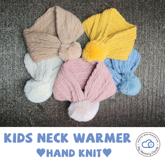 Kids Neck Warmer Winter Scarf  kid Muffler Baby Scarf Soft Wool hand knit pompom kids hat Neck wrap baby gift Christmas gift holiday gift